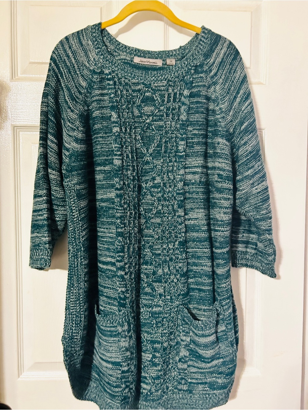 jason maxwell Teal Marled Cable-Knit Tunic